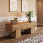 Banc d'entrée Lantine en bois massif 47, banc de bout de lit de ferme, banc d'entrée pour chambre à coucher, salon, couloir