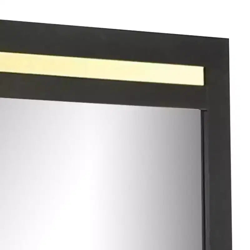 Miroir de commode Royal Hampton de 41 pouces, style glamour moderne noir avec accents en acrylique doré