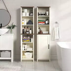 Meuble de salle de bain haut Galano avec étagères ouvertes en chêne noueux ivoire 15,6 L 11,6 P 63,7 H