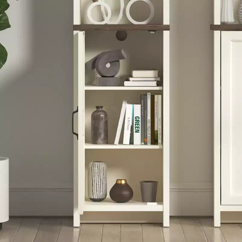 Meuble de salle de bain haut Galano avec étagères ouvertes en chêne noueux ivoire 15,6 L 11,6 P 63,7 H