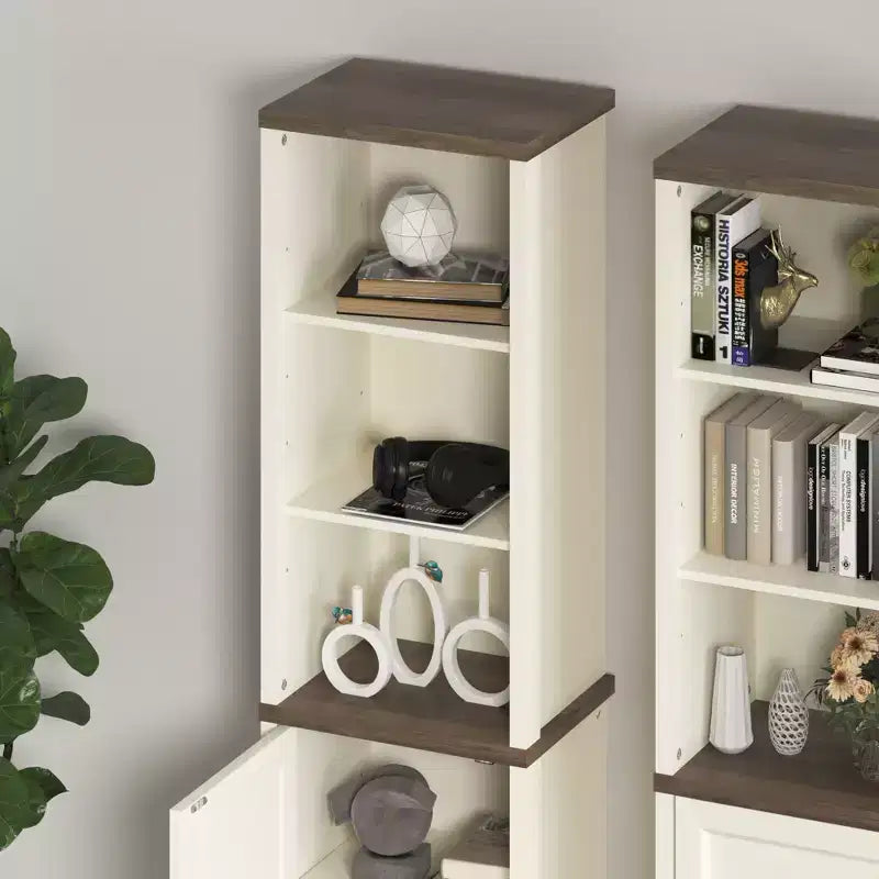 Meuble de salle de bain haut Galano avec étagères ouvertes en chêne noueux ivoire 15,6 L 11,6 P 63,7 H