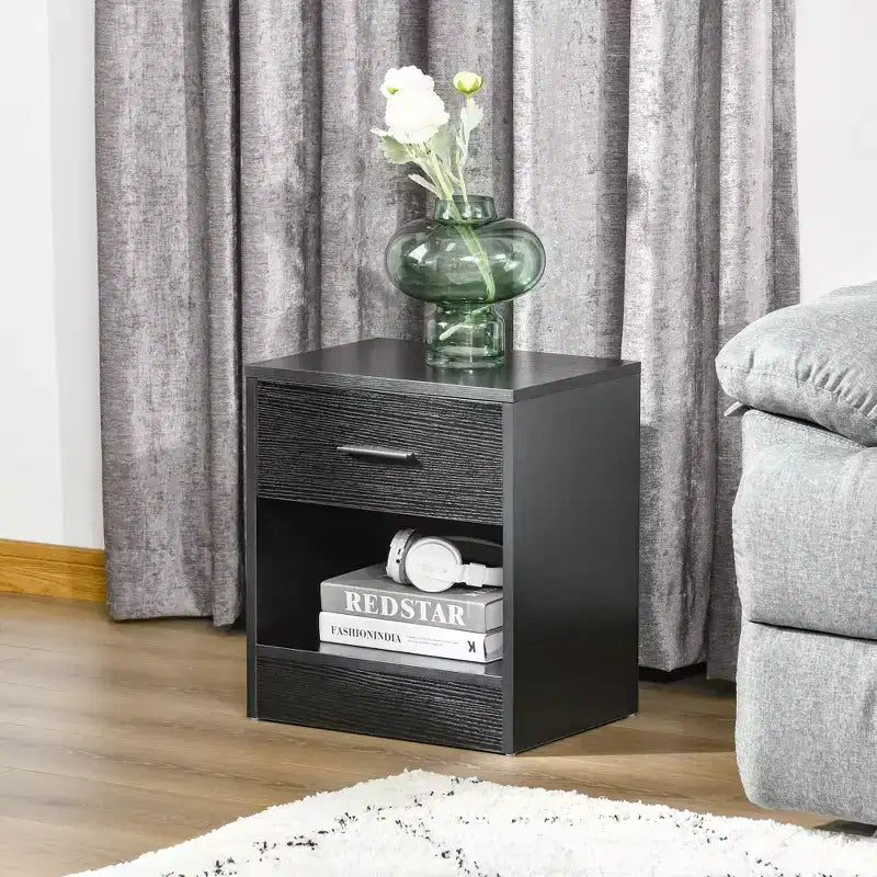 Table d'appoint moderne avec tiroir et étagère de rangement, table de chevet pour salon