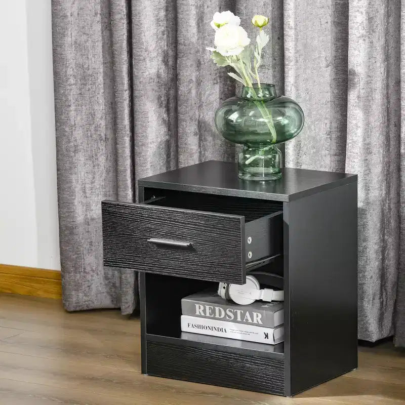Table d'appoint moderne avec tiroir et étagère de rangement, table de chevet pour salon
