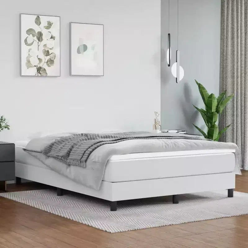 Bed Frame White Faux leather, plywood, engineered wood Queen