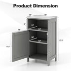 Meuble de Rangement Salle de Bain Costway Armoire Basse avec Porte Simple, Compartiment Ouvert et Étagère Réglable sur 3 Niveaux Blanc/Gris