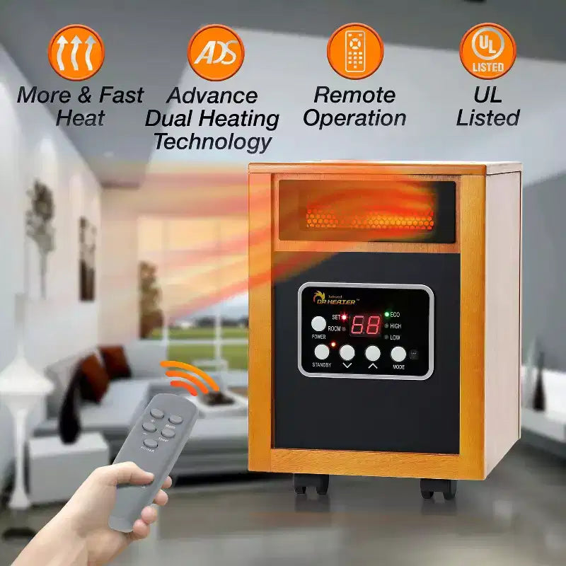 RADIATEUR ÉLECTRIQUE PORTATIF DR. INFRARED HEATER, 1500 watts, DR-968, Cerisier