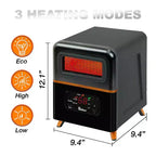 Chauffage hybride à double système de chauffe DR. INFRARED HEATER DR-978, 1500 W avec télécommande, noir