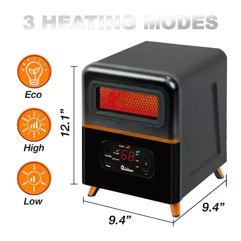 Chauffage hybride à double système de chauffe DR. INFRARED HEATER DR-978, 1500 W avec télécommande, noir