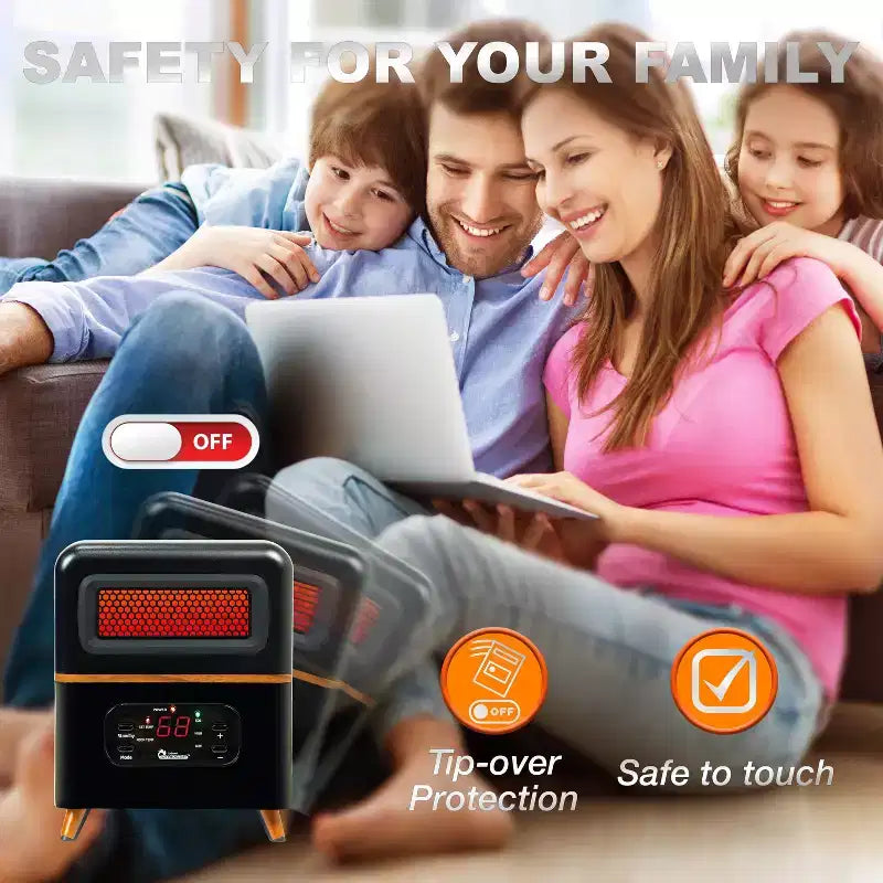 Chauffage hybride à double système de chauffe DR. INFRARED HEATER DR-978, 1500 W avec télécommande, noir