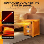 CHAUFFAGE INFRAROUGE PORTABLE DR. INFRARED HEATER DR-999 avec design table de chevet, meuble de qualité ébénisterie, télécommande, 1500 W, cerisier