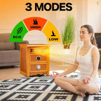 CHAUFFAGE INFRAROUGE PORTABLE DR. INFRARED HEATER DR-999 avec design table de chevet, meuble de qualité ébénisterie, télécommande, 1500 W, cerisier
