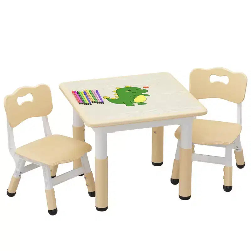 Table et 2 chaises réglables en hauteur pour enfants - Plateau graffiti, design antidérapant - Parfait pour les tout-petits en garderie à domicile et en maternelle
