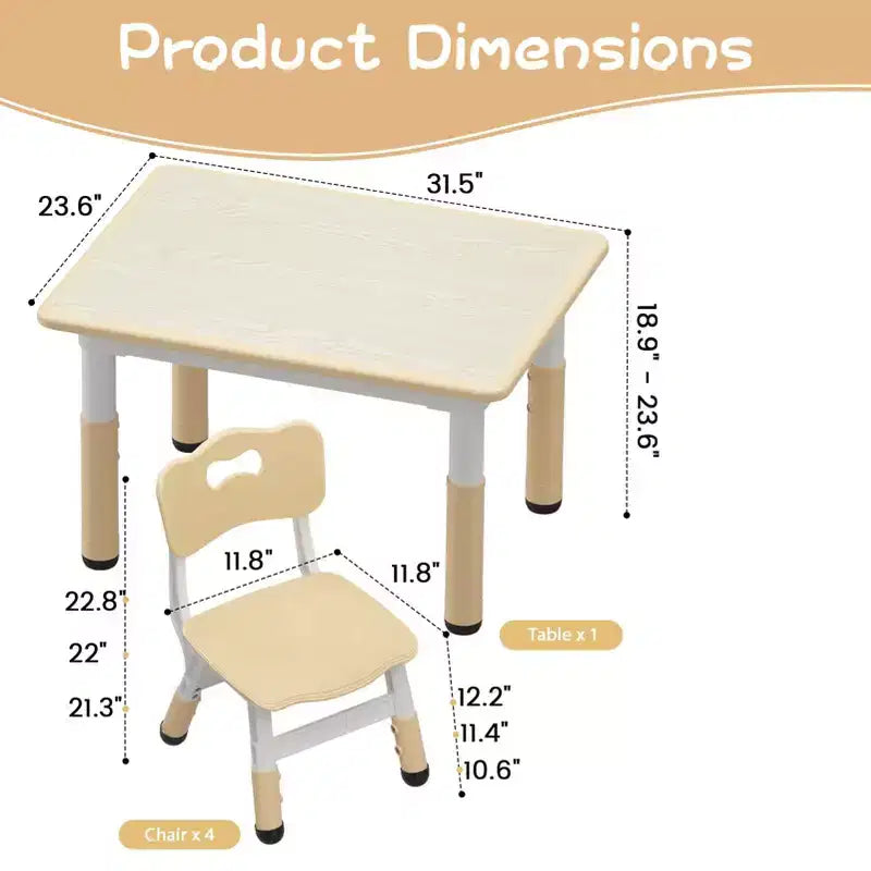 Table et 2 chaises réglables en hauteur pour enfants - Plateau graffiti, design antidérapant - Parfait pour les tout-petits en garderie à domicile et en maternelle