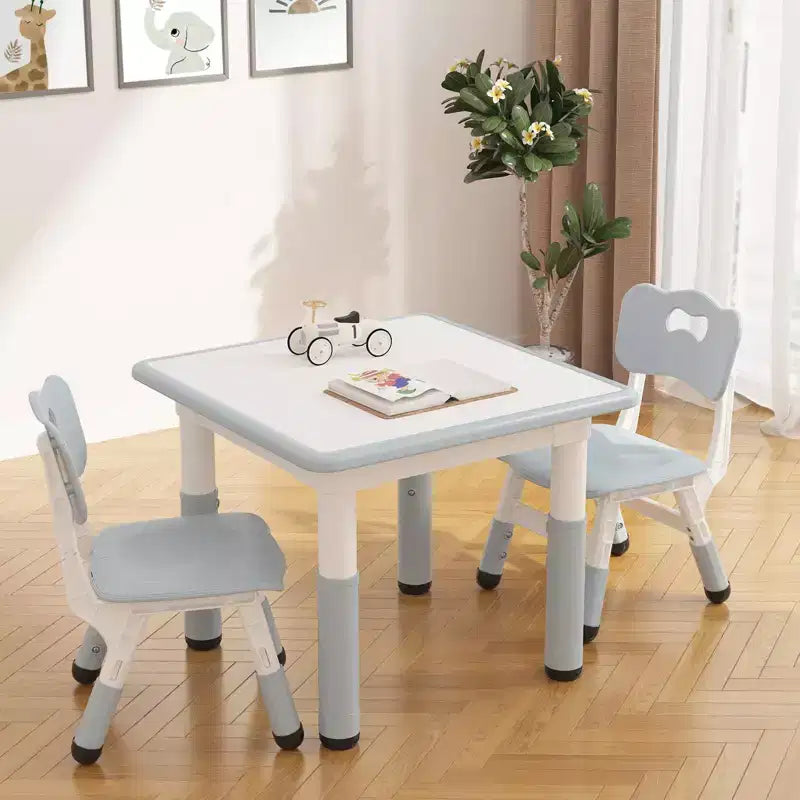 Table et 2 chaises réglables en hauteur pour enfants - Plateau graffiti, design antidérapant - Parfait pour les tout-petits en garderie à domicile et en maternelle