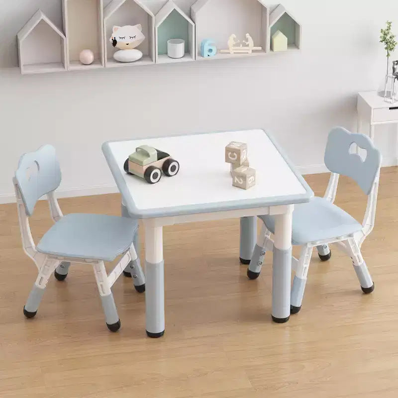 Height Adjustable Kids Table & 2 Chairs Set - Graffiti Desktop, Non-Slip Design - Perfect for Toddlers in Home Daycare & Preschool