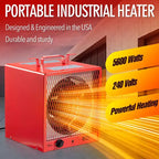 CHAUFFAGE INDUSTRIEL ÉLECTRIQUE DR. INFRARED HEATER DR-988, 240V, 5600W, Thermostat 3-45°C, Portable, Montage mural ou au plafond, Rouge