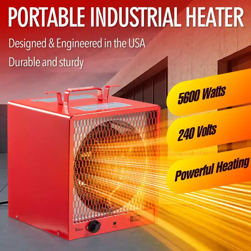 CHAUFFAGE INDUSTRIEL ÉLECTRIQUE DR. INFRARED HEATER DR-988, 240V, 5600W, Thermostat 3-45°C, Portable, Montage mural ou au plafond, Rouge