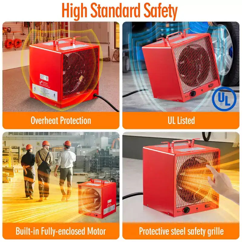 CHAUFFAGE INDUSTRIEL ÉLECTRIQUE DR. INFRARED HEATER DR-988, 240V, 5600W, Thermostat 3-45°C, Portable, Montage mural ou au plafond, Rouge