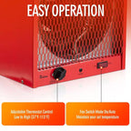 CHAUFFAGE INDUSTRIEL ÉLECTRIQUE DR. INFRARED HEATER DR-988, 240V, 5600W, Thermostat 3-45°C, Portable, Montage mural ou au plafond, Rouge