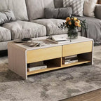 Table basse Costway avec 2 tiroirs et 2 étagères de rangement Table rectangulaire Table de salon