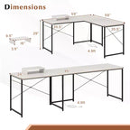 Costway Bureau d'angle en forme de L avec prises de courant, 241 cm de long, pour 2 personnes, avec étagère pour écran, bureau d'angle moderne, table de jeu avec ports USB, blanc