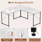 Costway Bureau d'angle en forme de L avec prises de courant, 241 cm de long, pour 2 personnes, avec étagère pour écran, bureau d'angle moderne, table de jeu avec ports USB, blanc
