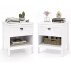 Costway 2PCS 2-tier End Table w/Drawer Open Storage Shelf 2 Tiers Nightstand Bedroom