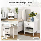 Costway Lot de 2 tables d'appoint à 2 niveaux avec tiroir et étagère ouverte de rangement à 2 niveaux pour chambre à coucher
