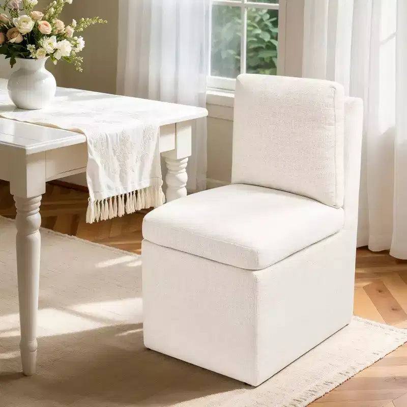 Subrtex Chaises de salle à manger capitonnées avec roulettes, chaise de salon moderne avec roulettes silencieuses pour salon, livrée assemblée, couleur avoine