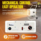 CHAUFFAGE À INFRAROUGE DR-910M, 240V 10000W, Chauffage industriel robuste à câblage fixe pour atelier et garage avec chariot et thermostat réglable, Blanc