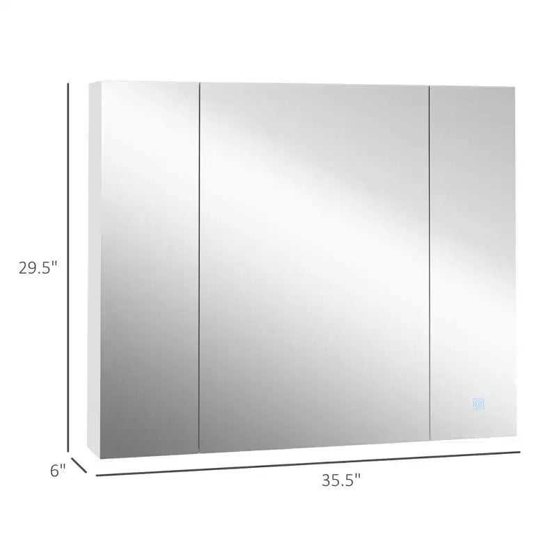 Armoire à pharmacie à LED, organisateur de miroir de salle de bain mural avec interrupteur tactile variateur, chargement USB