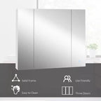 Armoire à pharmacie à LED, organisateur de miroir de salle de bain mural avec interrupteur tactile variateur, chargement USB