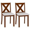 Costway Wooden Dining Chair Set of 2 w/Acacia Wood Legs Padded Seat Curved Back