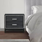 Table de chevet Royal Hampton à 2 tiroirs et détails scintillants, Noir