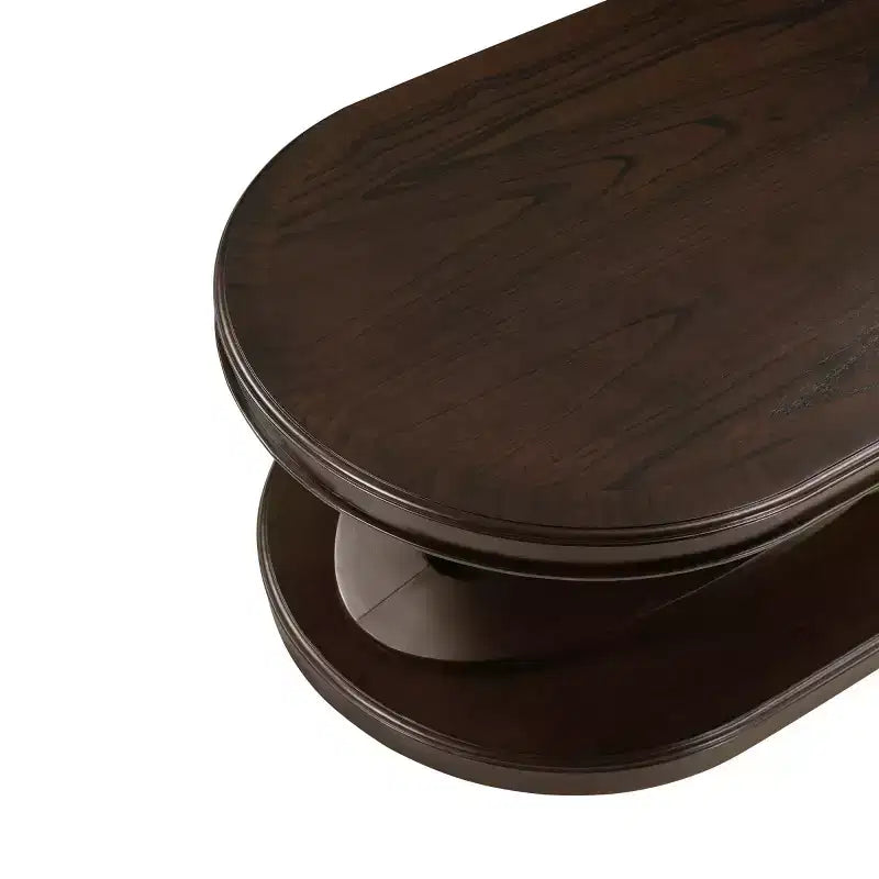 31,5 Table Basse Ovale Moderne avec Base en X, Table Centrale de Canapé Minimaliste en Placage Bois pour Salon ou Bureau à Domicile-Panipeachy