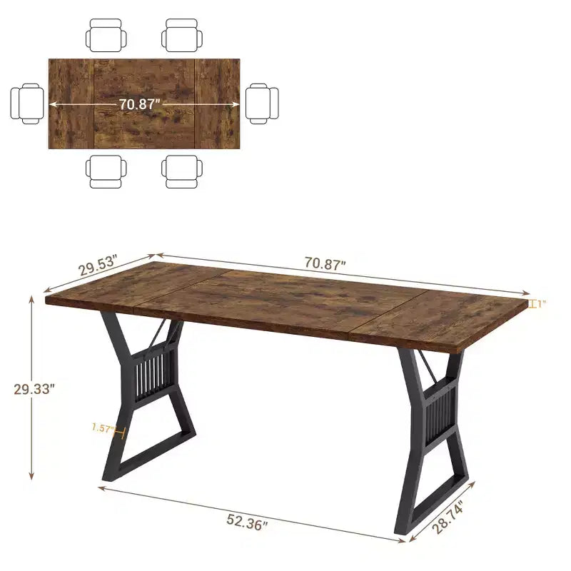 GustoWave 70.8 Table de salle à manger de ferme pour 4 à 6 personnes - Table de cuisine avec pieds en métal robustes pour salon, salle à manger