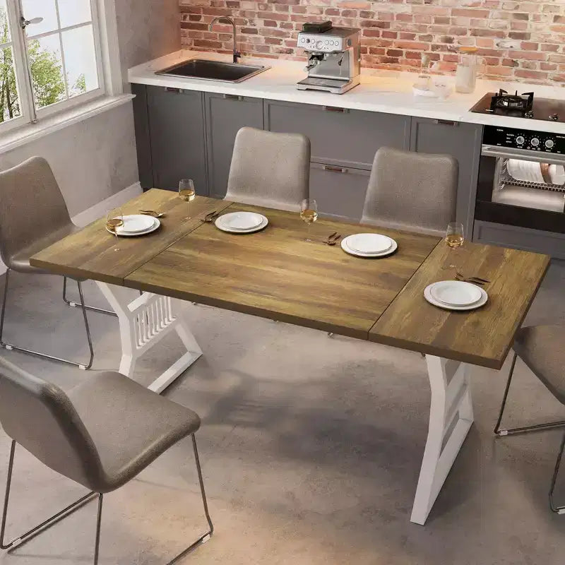 GustoWave 70.8 Table de salle à manger de ferme pour 4 à 6 personnes - Table de cuisine avec pieds en métal robustes pour salon, salle à manger
