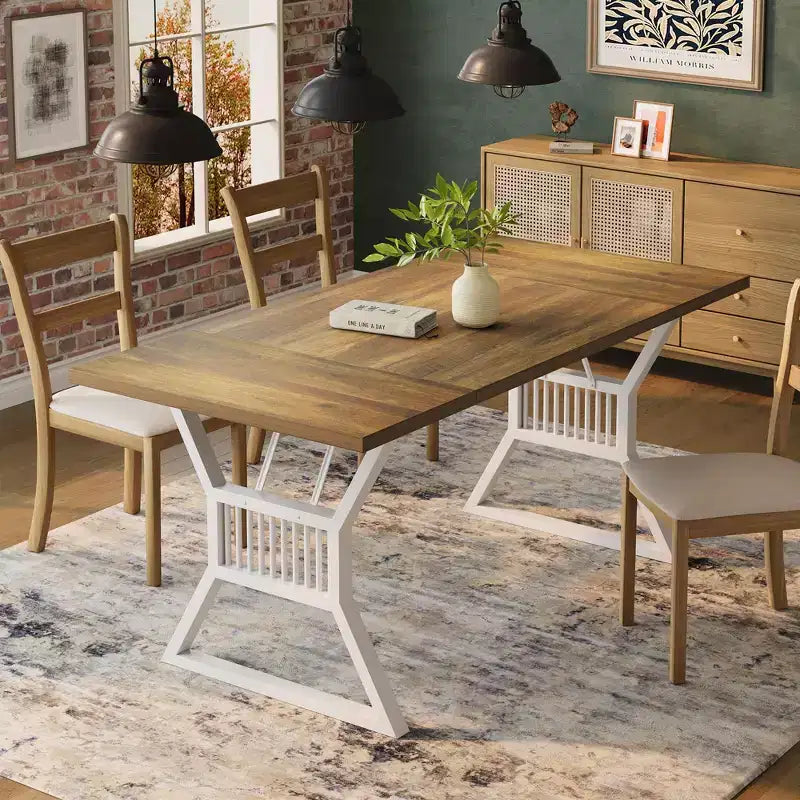 GustoWave 70.8 Table de salle à manger de ferme pour 4 à 6 personnes - Table de cuisine avec pieds en métal robustes pour salon, salle à manger