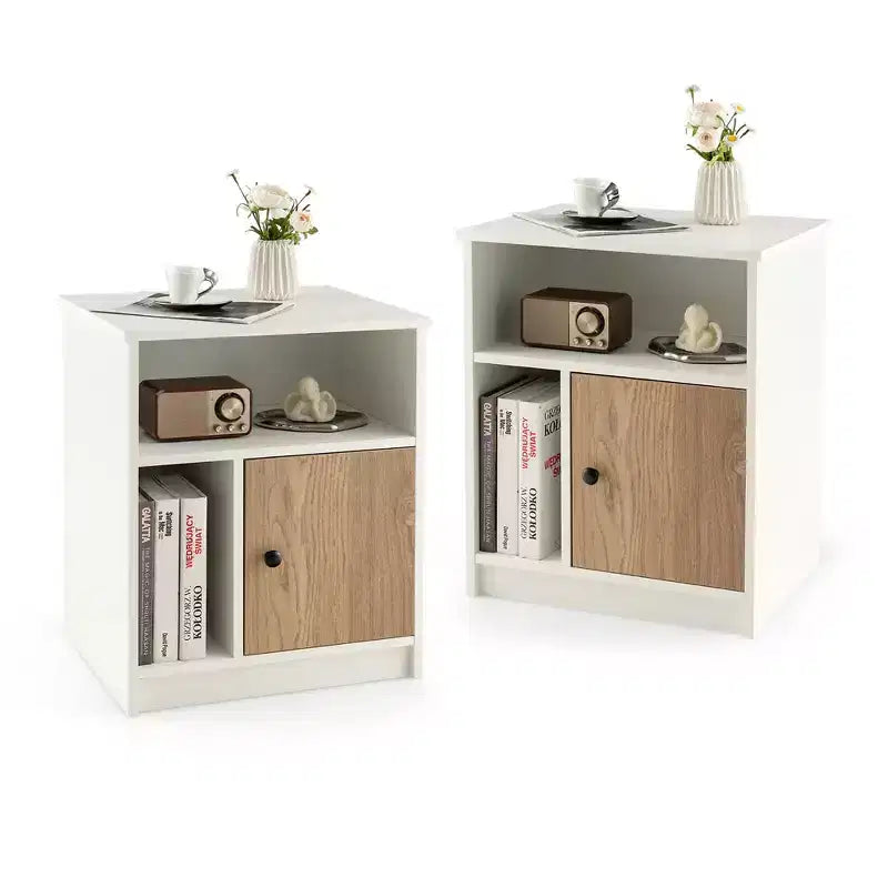Costway Lot de 2 tables de chevet avec étagère de rangement pour chambre à coucher et salon