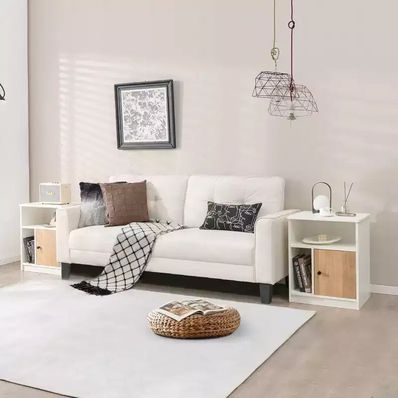 Costway Lot de 2 tables de chevet avec étagère de rangement pour chambre à coucher et salon