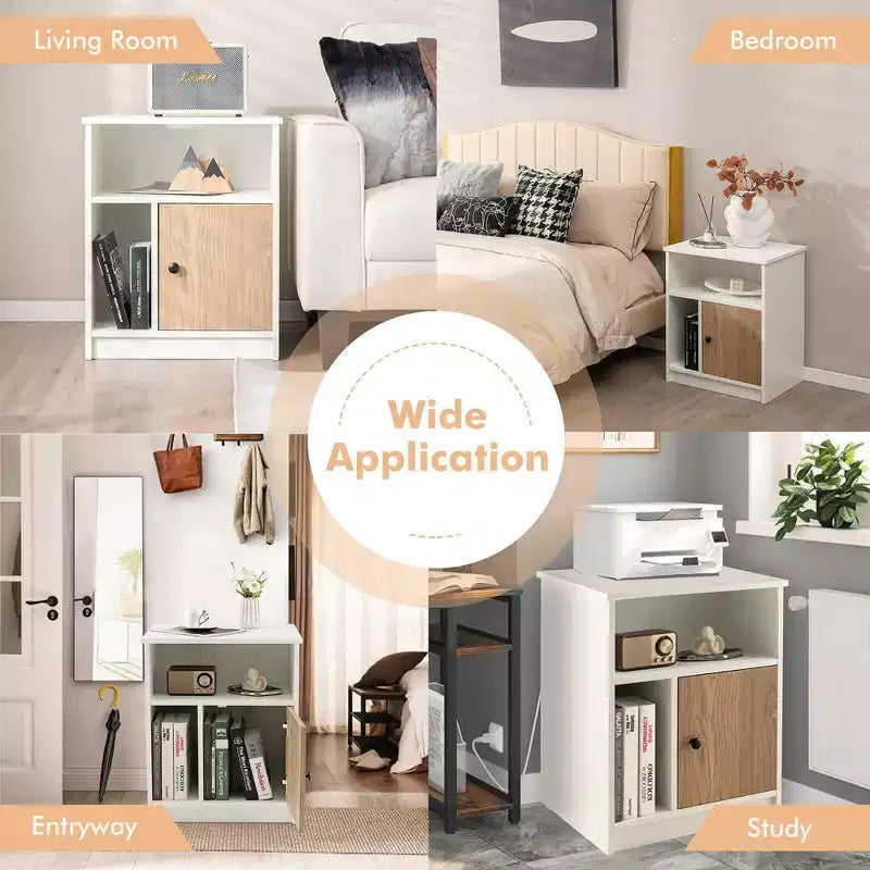 Costway Lot de 2 tables de chevet avec étagère de rangement pour chambre à coucher et salon
