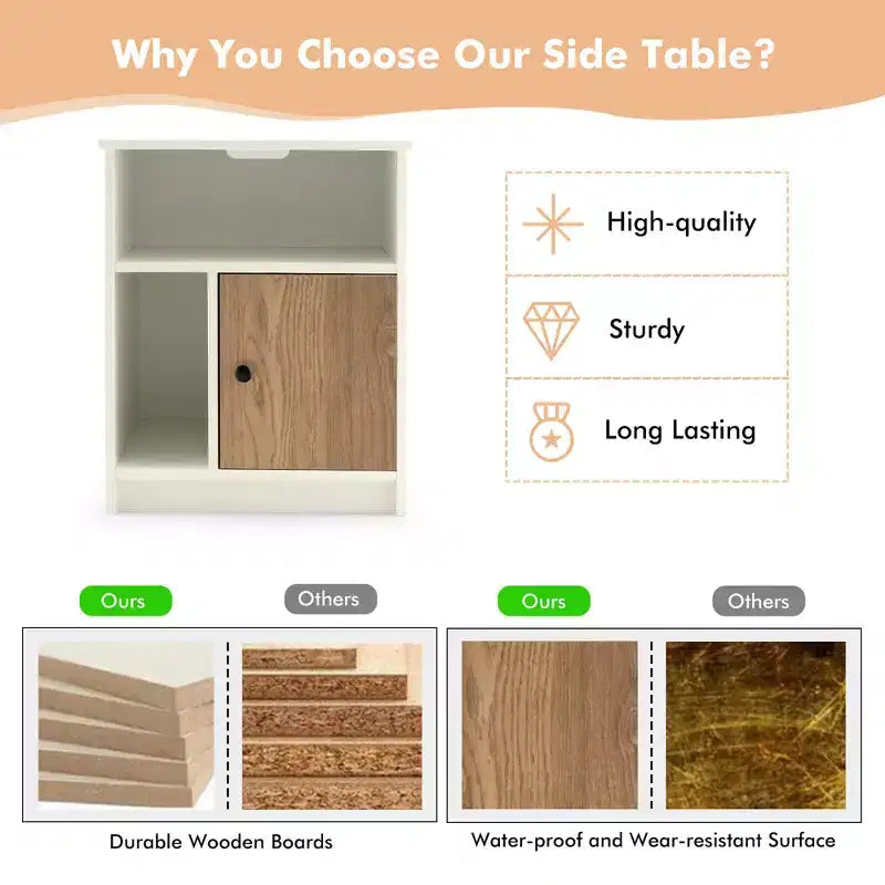 Costway Lot de 2 tables de chevet avec étagère de rangement pour chambre à coucher et salon