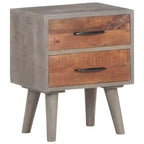vidaXL Table de chevet Gris 40x30x50 cm Bois de manguier massif brut