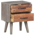 vidaXL Table de chevet Gris 40x30x50 cm Bois de manguier massif brut