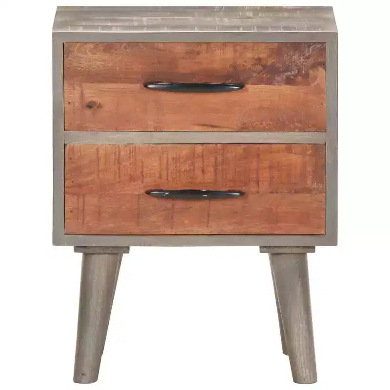 vidaXL Table de chevet Gris 40x30x50 cm Bois de manguier massif brut