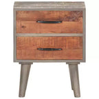 vidaXL Table de chevet Gris 40x30x50 cm Bois de manguier massif brut