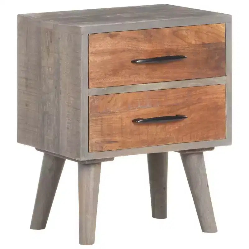 vidaXL Table de chevet Gris 40x30x50 cm Bois de manguier massif brut