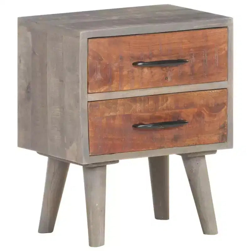 vidaXL Table de chevet Gris 40x30x50 cm Bois de manguier massif brut