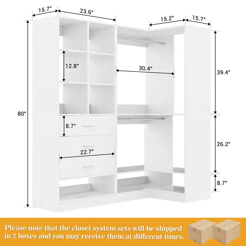 Besiost Lot de 2 systèmes de rangement de placard autoportants avec 4 tiroirs, organisateur de dressing avec tringle à vêtements