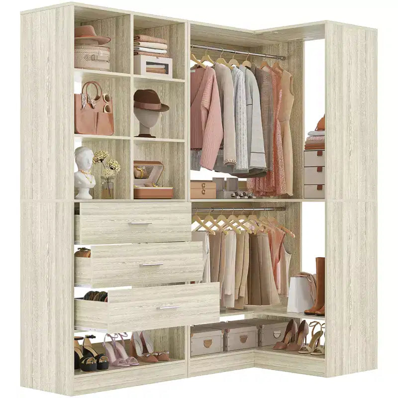 Besiost Lot de 2 systèmes de rangement de placard autoportants avec 4 tiroirs, organisateur de dressing avec tringle à vêtements